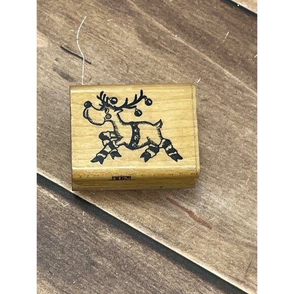 HTF 1989 FUN STAMPS STAMPENDOUS J16 SMALL REINDEER WOOD MOUNTED RUBBER STAMP - Picture 1 of 6